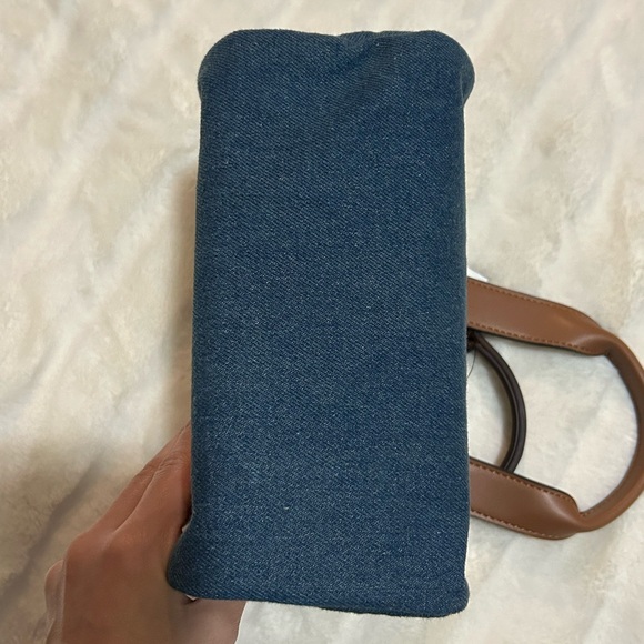 NWT True Religion Buddha Guitar Logo Denim Crossbody Mini Tote Dark Blue - Picture 8 of 14